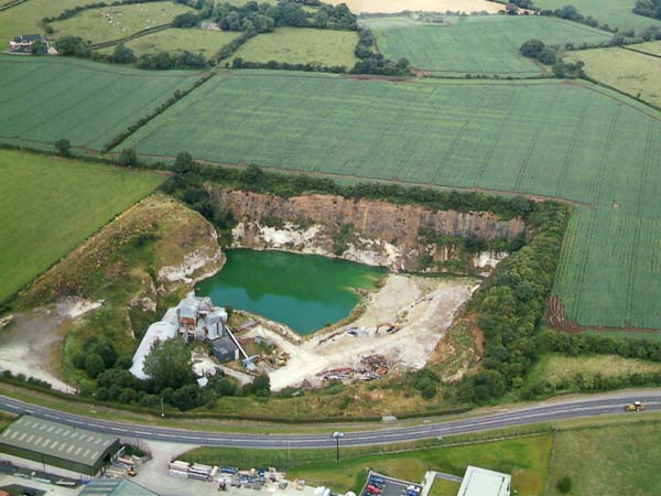 Disused Limestone Quarry outside Moira as seen from above