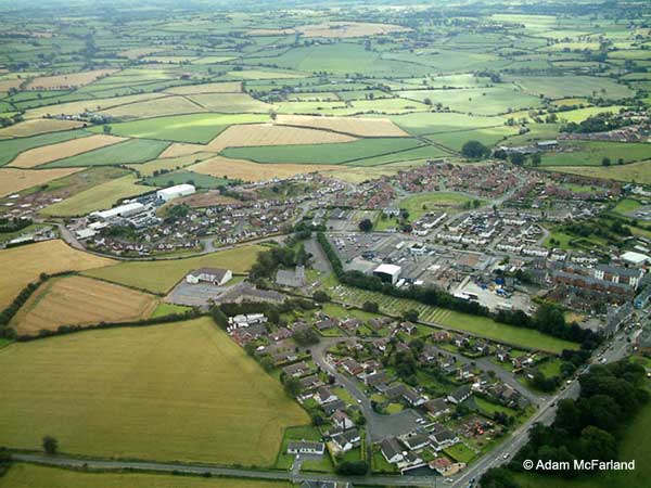 Aerial view of Moira from above Station Road