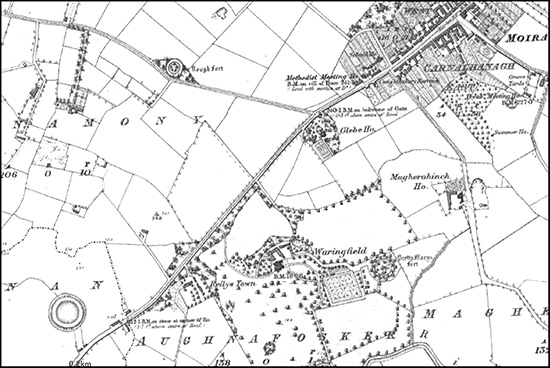 Map 1860s showing the raths of Moira